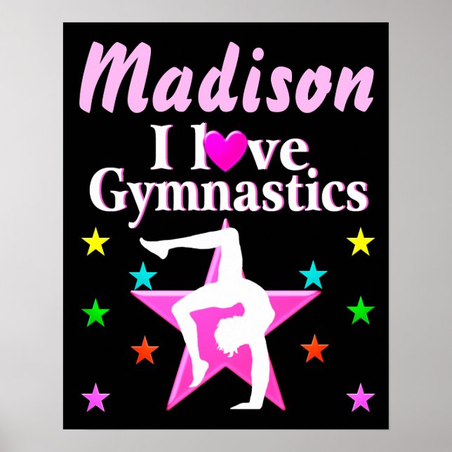 PERSONNALISÉ J'AIME GYMNASTICS POSTER (Devant)
