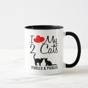 Personnalisé J'Aime Ma Mug De Deux Chats