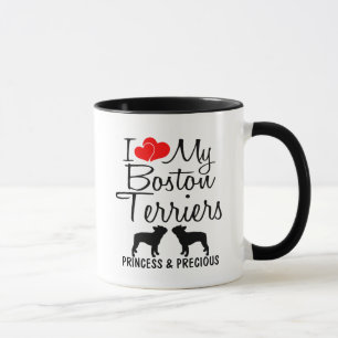 Personnalisé J'Aime Ma Mug Deux Boston Terriers