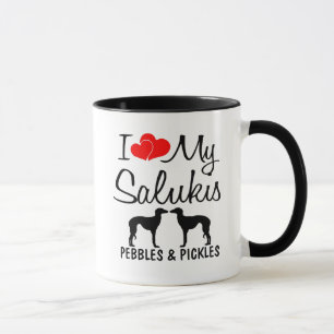 Personnalisé J'Aime Mes Deux Salukis Mug