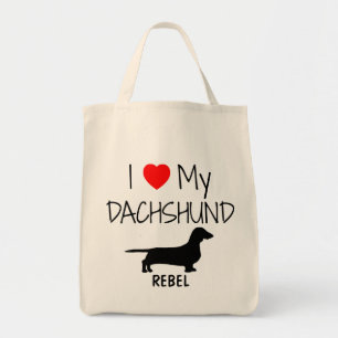 Personnalisé J'Aime Mon Sac fourre-tout Dachshund 