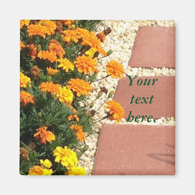 Personnalisé Jaune Orange Marigold Fleurs Magnets (Devant)