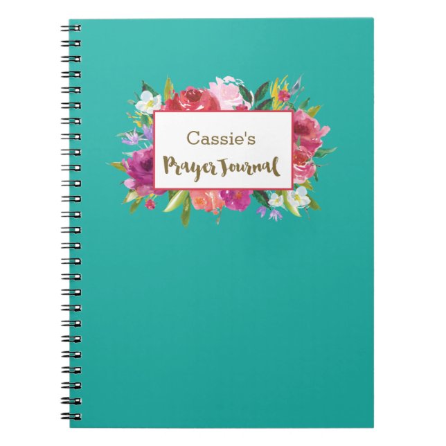 Personnalisé | Journal de prière des fleurs d'aqua (Devant)