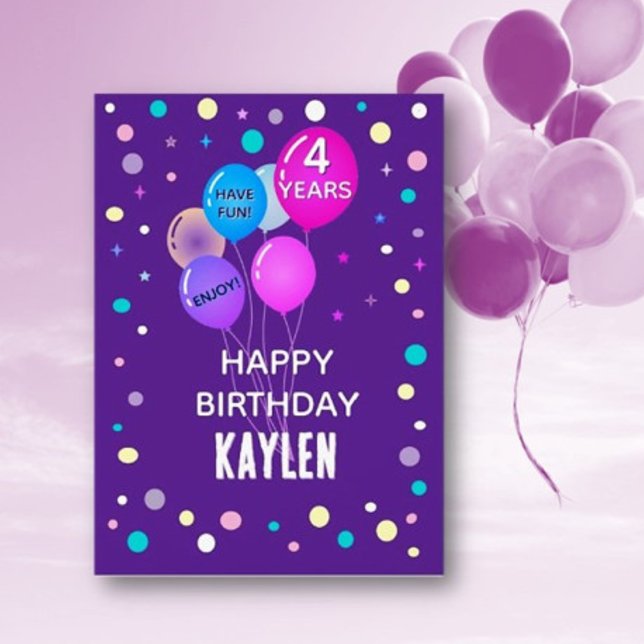 Personnalisé Joyeux 4e anniversaire toute carte en (Créateur téléchargé)