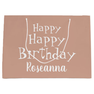 Personnalisé Joyeux Anniversaire Beige Grand Sac