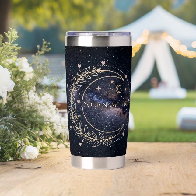 Personnalisé Lune Mystique et Ciel Étoilé  Thermobecher (Hochzeit (gedreht))