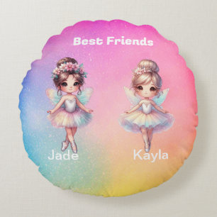 Personnalisé Meilleurs Amis Fairies Coussin rond