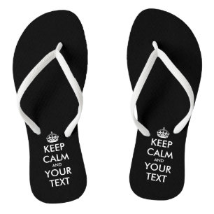 Personnalisé mignon noir Gardez calme les tongs d