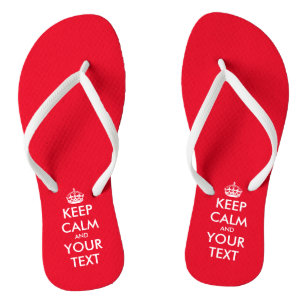 Personnalisé mignon rouge Gardez calme les tongs 