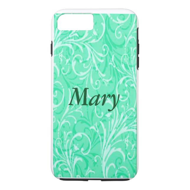 Personnalisé Mint Green Ornamental iPhone 7 Coque (Dos)