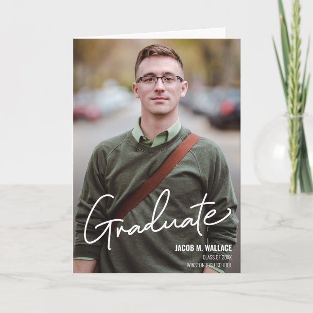 Personnalisé Moderne Homme Faire-part de graduatio (Devant)