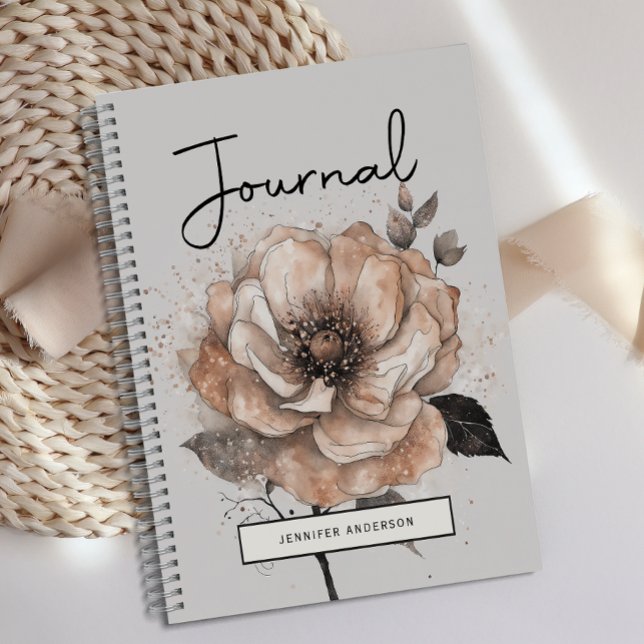 Personnalisé Moderne Rose Gold Floral Journal (Créateur téléchargé)