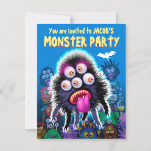 Personnalisé Monster Halloween invitation de fête