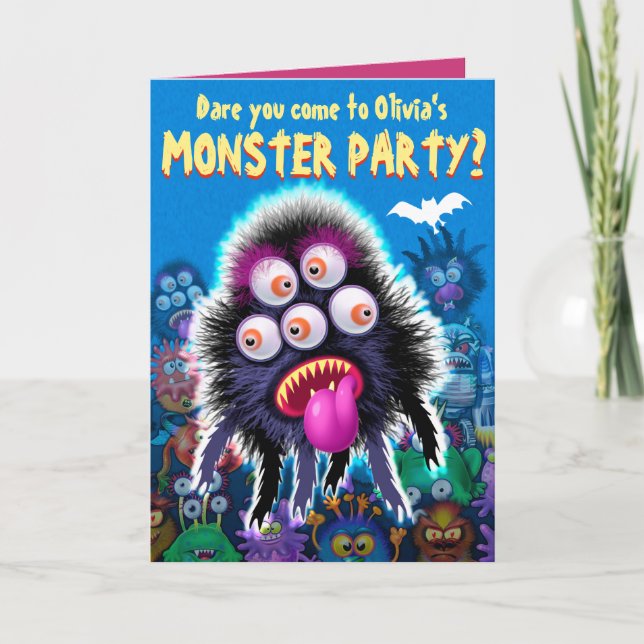 Personnalisé Monster Halloween invitation de fête  (Devant)