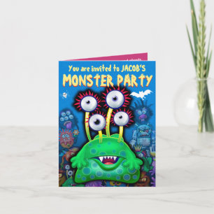 Personnalisé Monster Halloween invitation de la fê