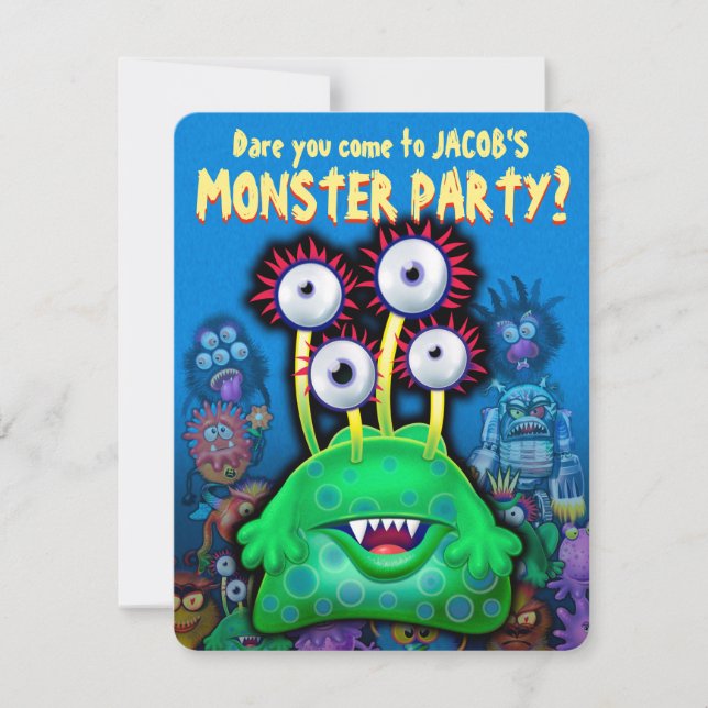 Personnalisé Monster Halloween invitation de la fê (Devant)