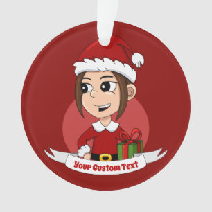 Personnalisé Noël fille dessin animé ornement