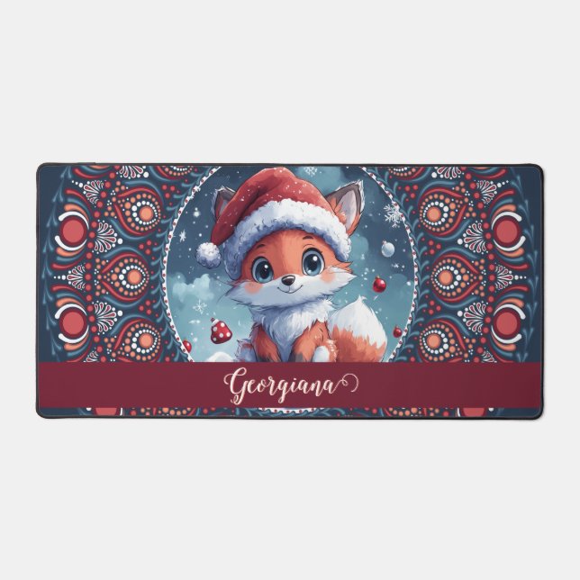 Personnalisé Noël mignon Kawaii Fox Dot Mandala (Recto)