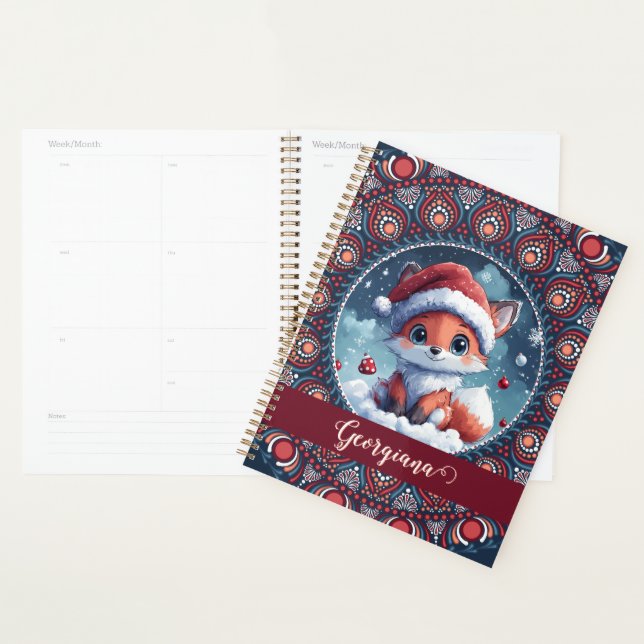 Personnalisé Noël mignon Kawaii Fox Dot Mandala (Devant avec enveloppe)