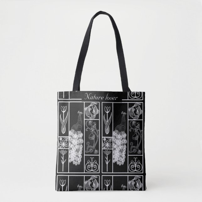 Personnalisé noir et blanc élégant sac nature (Devant)