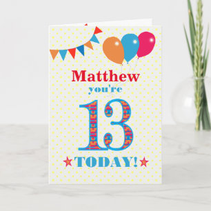 Personnalisé Nom 13e Anniversaire Carte Balloons B
