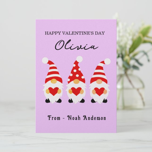 Personnalisé Nom Carte Gnomes de la Saint-Valentin (Debout devant)