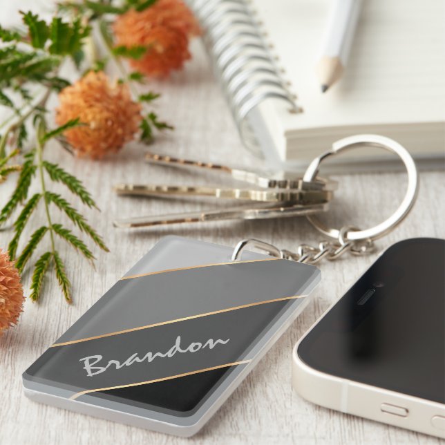 Personnalisé Nom Chic Noir foncé Moyen Gris Gris B (Devant droit)