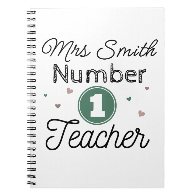 Personnalisé Numéro un enseignant Carnet cadeau (Devant)