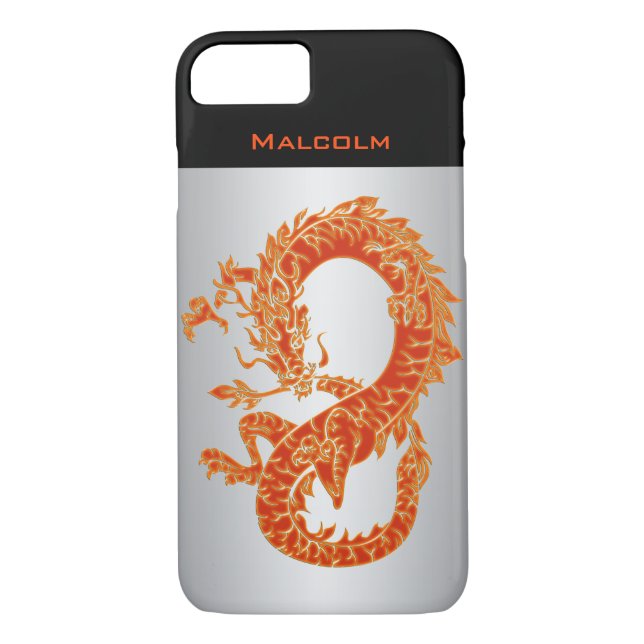 Personnalisé Orange Dragon iPhone 7 Coque (Dos)