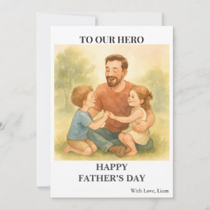 Personnalisé papa et enfants - Carte de fête du pè