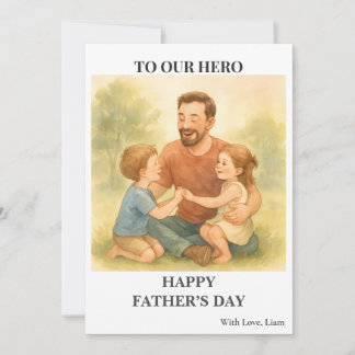 Personnalisé papa et enfants - Carte de fête du pè