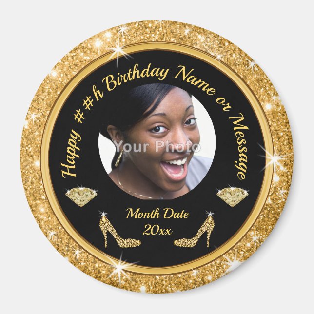 Personnalisé, PHOTO Magnets d'anniversaire, pour n (Devant)