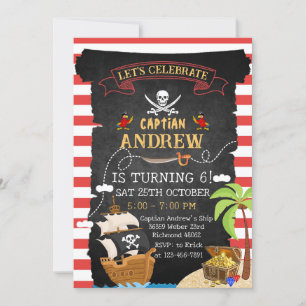 Personnalisé Pirate Anniversaire Fête Carte des tr
