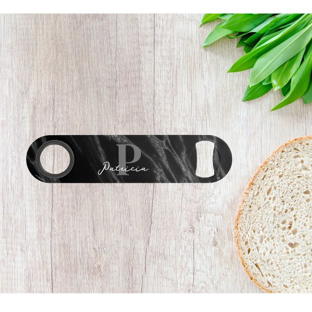 Personnalisé Premier Nom Chic Marbre de luxe Noir (Créateur téléchargé)