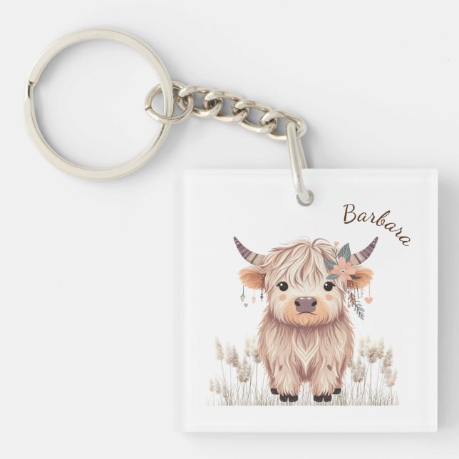 Personnalisé Prénom mignon Moderne Boho Highland C (Devant)