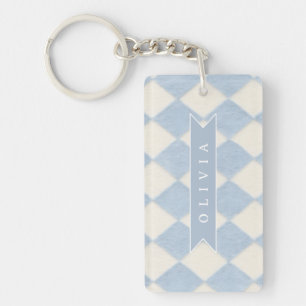 Personnalisé Prépa Doux Bleu Flou Argyle Nom