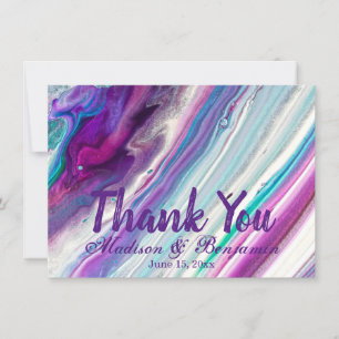 Personnalisé Purple Aqua Mariage Merci Cartes