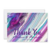 Personnalisé Purple Aqua Mariage Merci Cartes