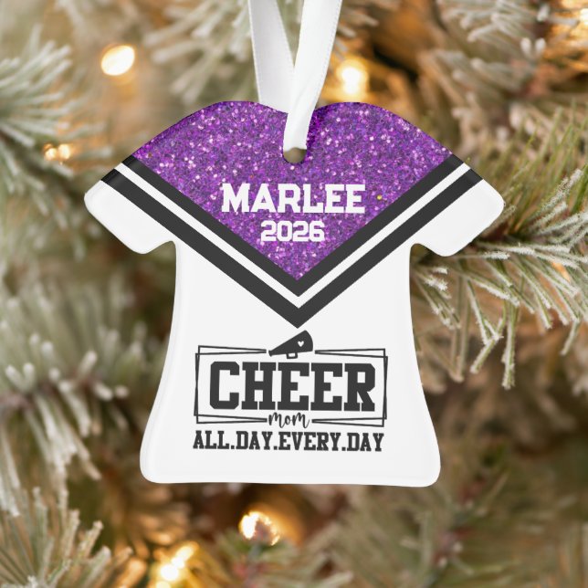 Personnalisé Purple & Black Cheer Ornament (Arbre)