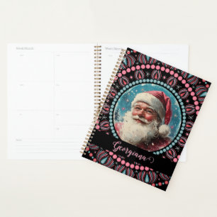 Personnalisé Retro Père Noël Pinkmas Floral Mandal