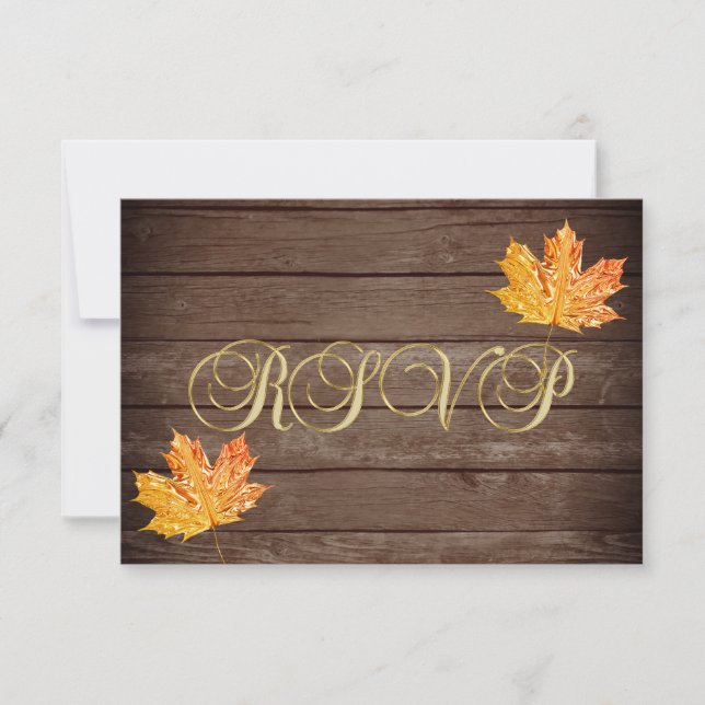 Personnalisé Rustic Wood Country Automne RSVP Mari (Devant)