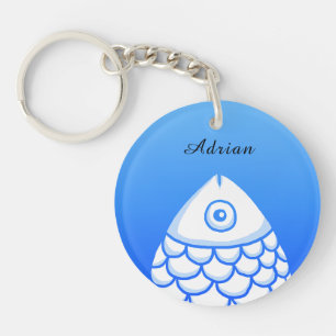 Personnalisé Simple Koi Carp Poisson Bleu Blanc Ab