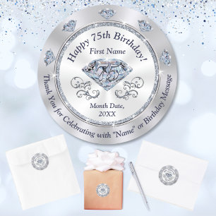 Personnalisé, Stickers 75e Anniversaire, pour Favo