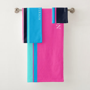 Personnalisé Style Ligne Rose Chaud & Bleu Joli
