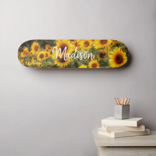 Personnalisé Sunflower Field Photo Skateboard (Art mural (Horz))