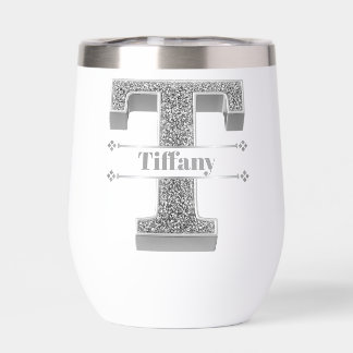 Personnalisé T Monogramme initial d'argent Votre n