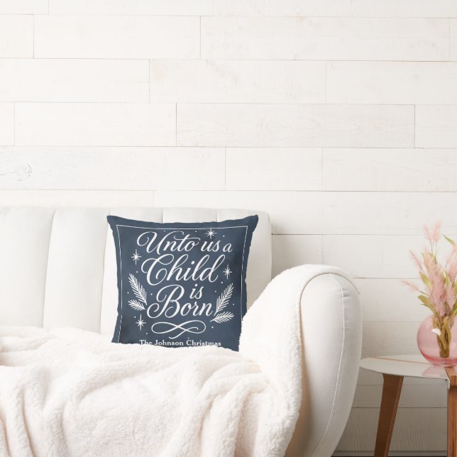 Personnalisé Un Enfant Est Né Coussin De Noël (Canapé)