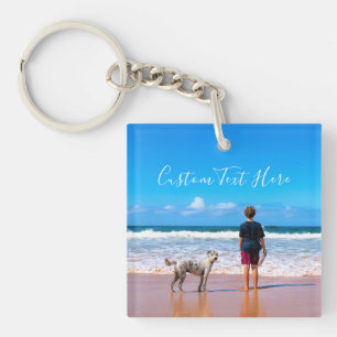 Personnalisé Votre Animal Photo Porte - clé Texte
