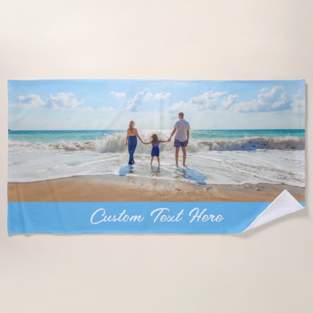 Personnalisé Votre Photo Plage Serviette Texte Per (Devant)