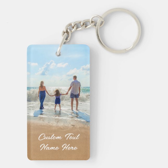 Personnalisé Votre Porte - clé Photo Nom de texte  (Dos)